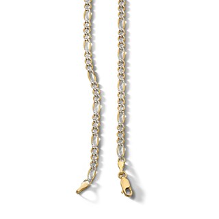 10K Solid Gold Diamond Cut Figaro Chain Made in Italy