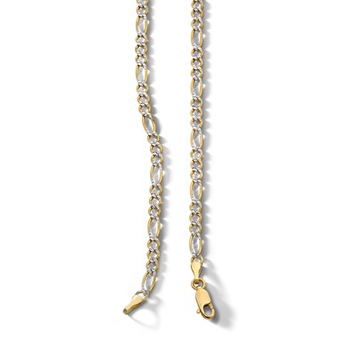 10K Solid Gold Diamond Cut Figaro Chain Made in Italy