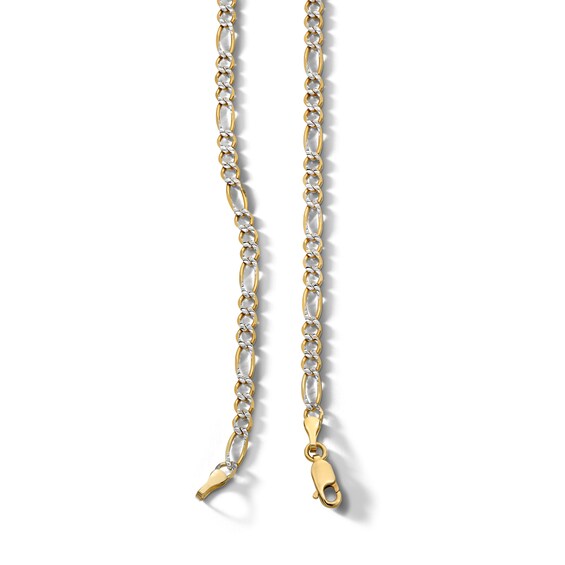 10K Solid Gold Diamond Cut Figaro Chain Made in Italy