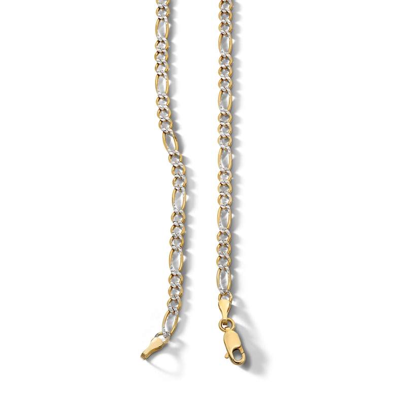 Main Image 3 of 10K Solid Gold Diamond Cut Figaro Chain Made in Italy - 20&quot;