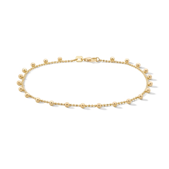 10K Solid Gold Beaded Bracelet - 7.5"