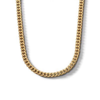 10K Hollow Gold Diamond Cut Curb Chain Made in Italy