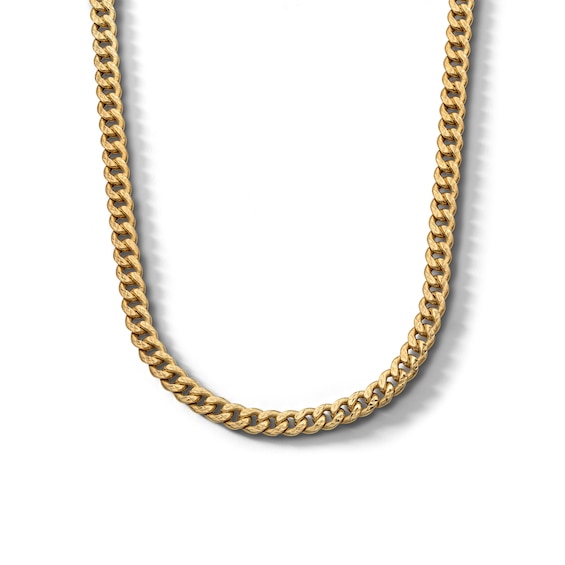 10K Hollow Gold Diamond Cut Curb Chain Made in Italy
