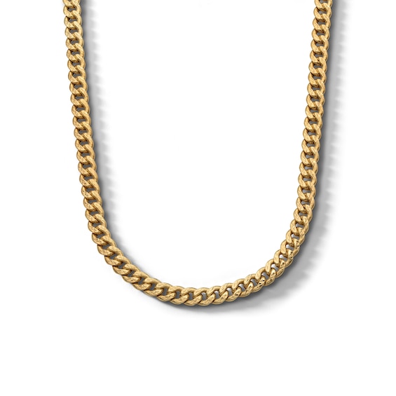 10K Hollow Gold Diamond Cut Curb Chain Made in Italy - 22"