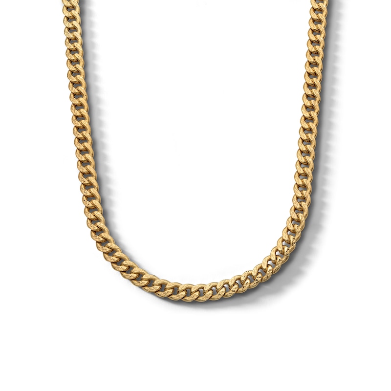10K Hollow Gold Diamond Cut Curb Chain Made in Italy