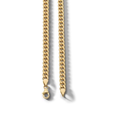 10K Hollow Gold Diamond Cut Curb Chain Made in Italy