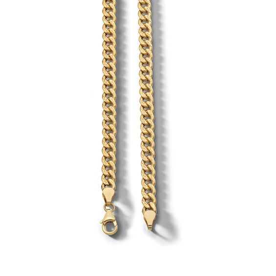 10K Hollow Gold Diamond Cut Curb Chain Made in Italy