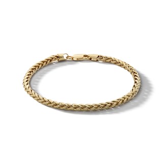 10K Hollow Gold Diamond Cut Wheat Chain Bracelet - 8.5"