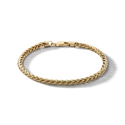 10K Hollow Gold Diamond Cut Wheat Chain Bracelet - 8.5"