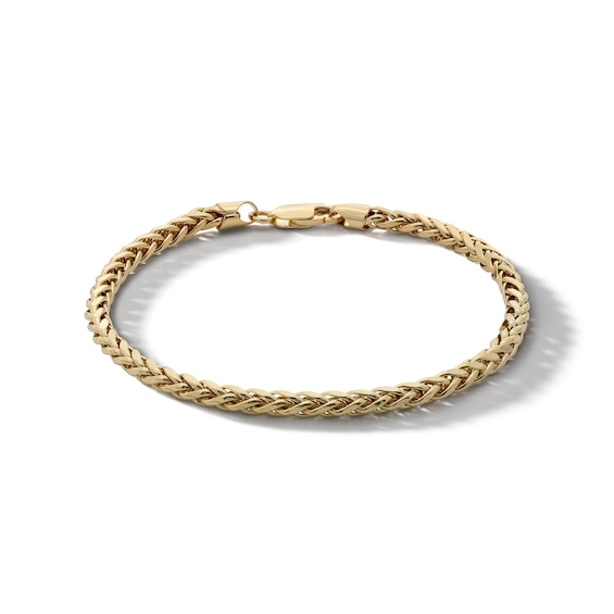 10K Hollow Gold Diamond Cut Wheat Chain Bracelet - 8.5"