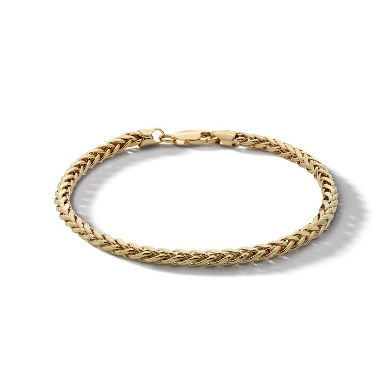 10K Hollow Gold Diamond Cut Wheat Chain Bracelet - 8.5"