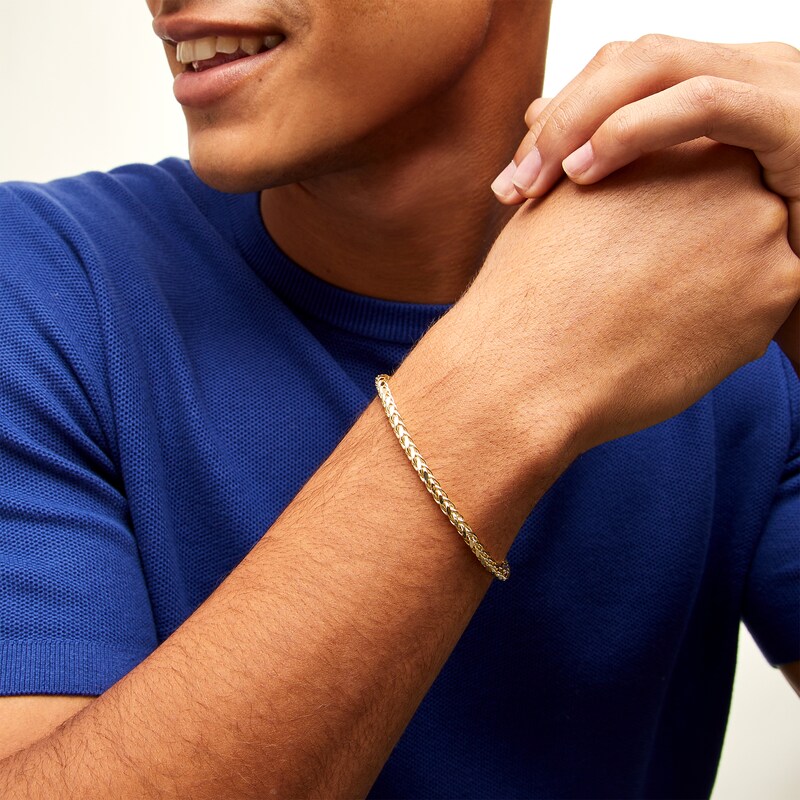 Main Image 2 of 10K Hollow Gold Diamond Cut Wheat Chain Bracelet - 8.5&quot;