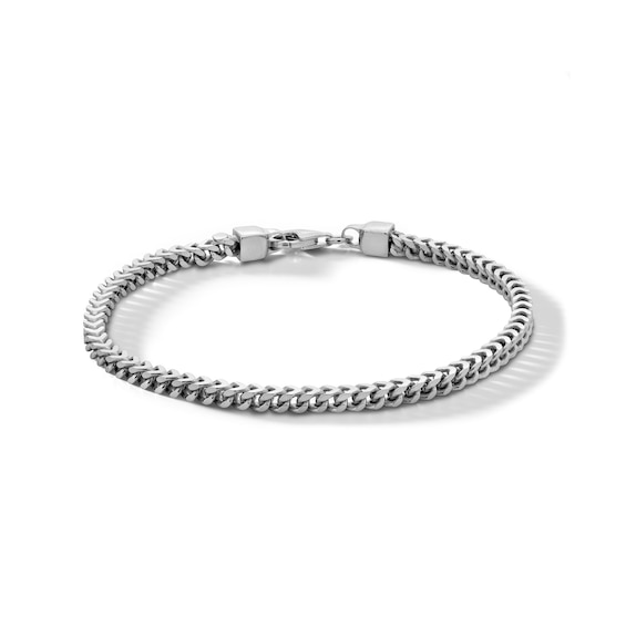 Sterling Silver Diamond Cut Franco Chain Bracelet Made in Italy - 8"