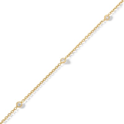 14K Solid Gold CZ Permanent Station Chain