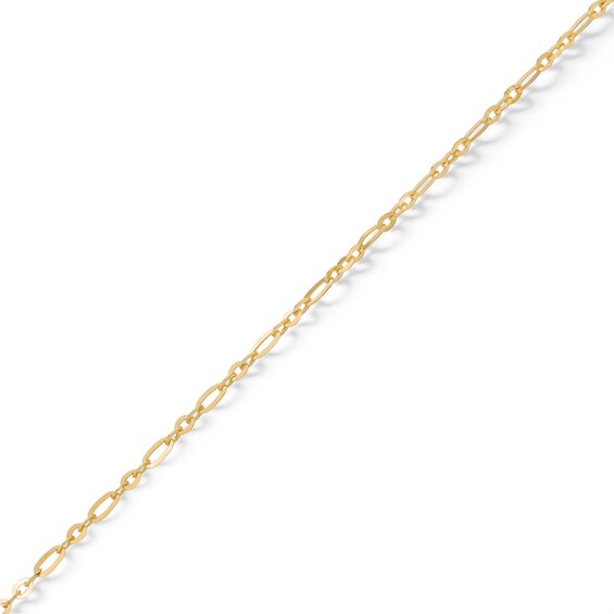 14K Solid Gold Permanent Brilliant Figaro Chain