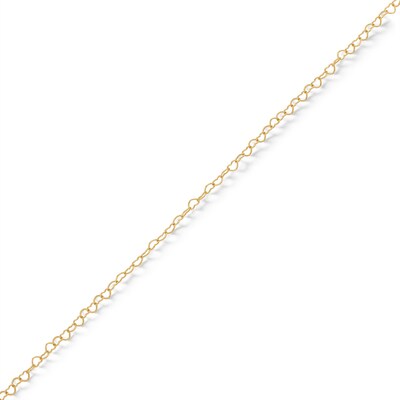 14K Solid Gold Permanent Heart Link Chain