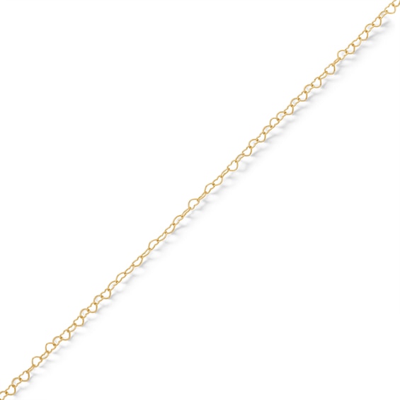 14K Solid Gold Permanent Heart Link Chain