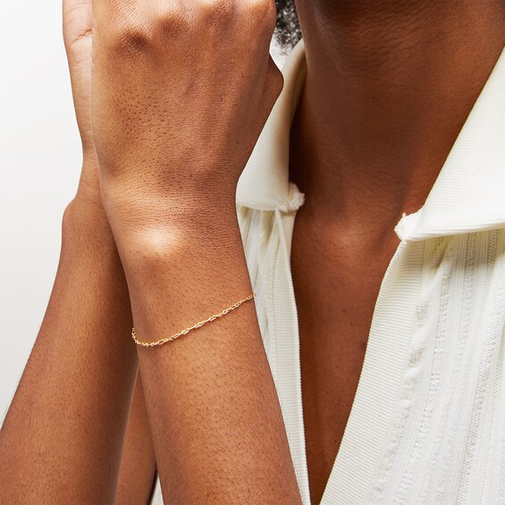 14K Solid Gold Permanent Mini Figaro Chain