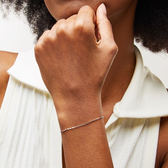 14K Solid White Gold Permanent Long Link Box Chain