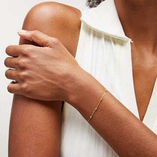 14K Solid Gold Permanent Saturn Figaro Chain
