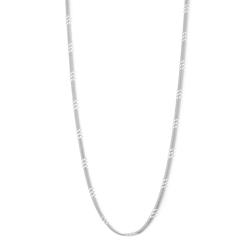 Main Image 1 of Sterling Silver Diamond Cut Open Curb Chain Made in Italy - 20"