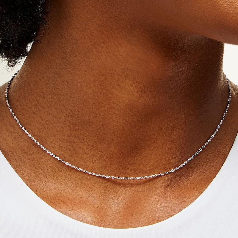 Main Image 2 of Child's Sterling Silver Diamond-Cut Twist Cable Chain Made in Italy - 15"