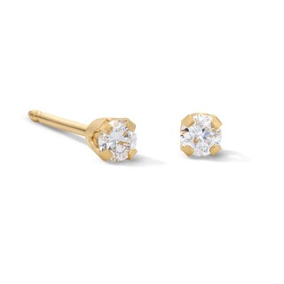 14K Solid Gold 1/10 CT. T.W. Lab-Grown Diamond Piercing Studs
