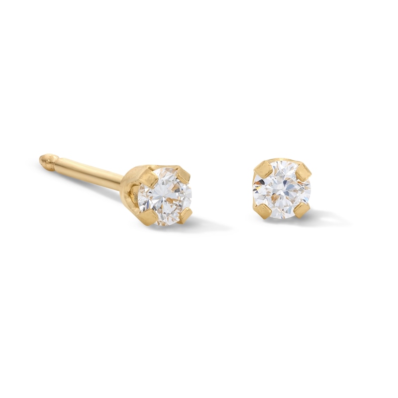 14K Solid Gold 1/10 CT. T.W. Lab Created Diamond Piercing Studs