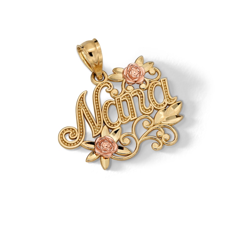 Main Image 3 of 10K Solid Gold Nana with Roses Two-Tone Necklace Charm