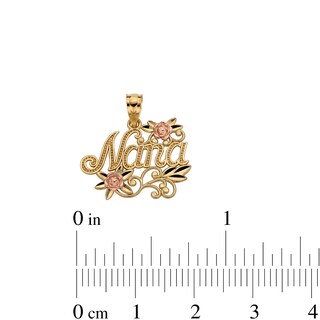 10K Solid Gold Nana with Roses Two-Tone Necklace Charm