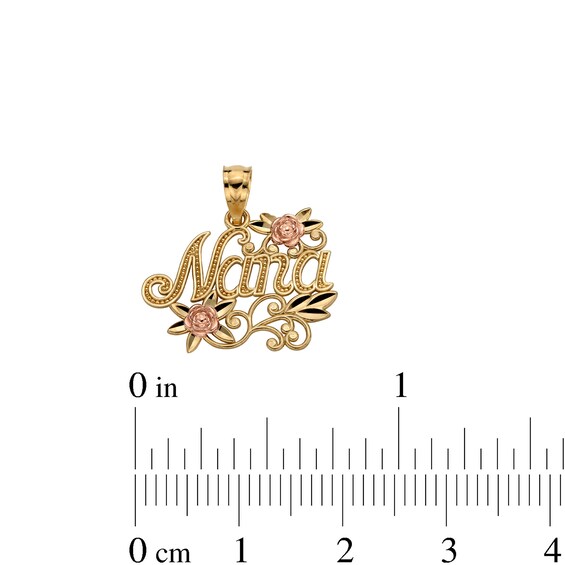 10K Solid Gold Nana with Roses Two-Tone Necklace Charm