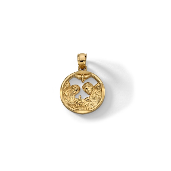 ​​​​​​​10K Solid Gold Round First Communion Necklace Charm