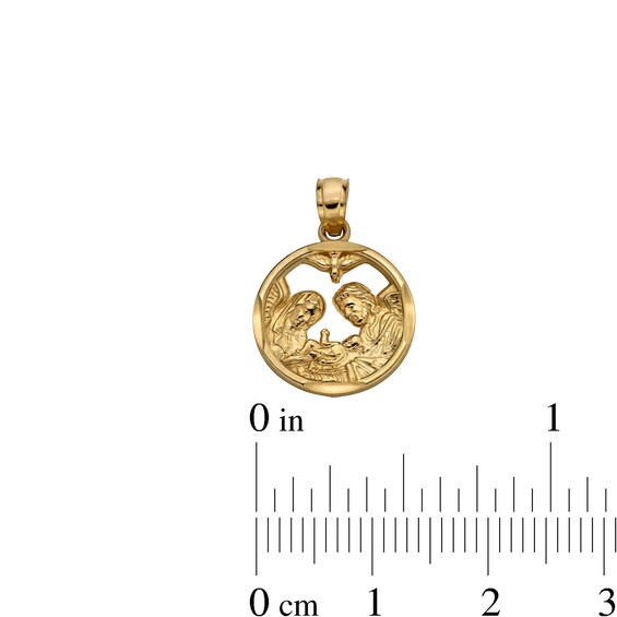 ​​​​​​​10K Solid Gold Round First Communion Necklace Charm