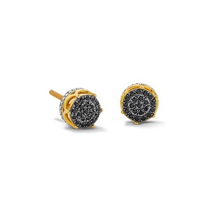 14K Gold Plated 1/ CT. T.W. Black Diamond Round Studs