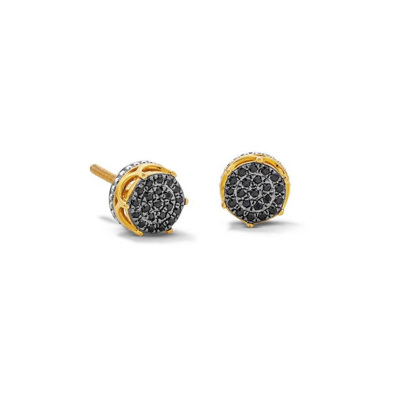 14K Gold Plated 1/ CT. T.W. Black Diamond Round Studs