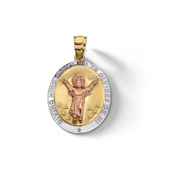 10K Solid Gold Divino Medallion Tri-Tone Necklace Charm