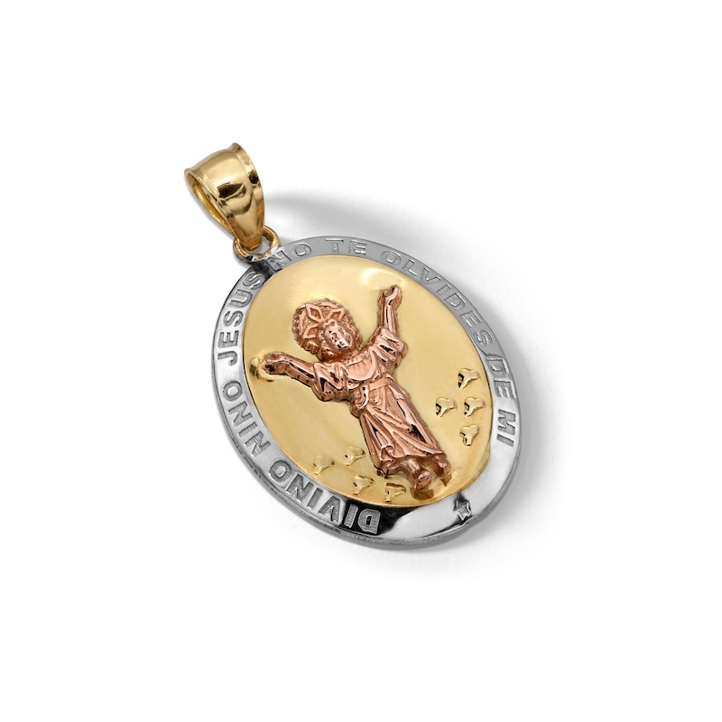 Main Image 3 of 10K Solid Gold Divino Medallion Tri-Tone Necklace Charm