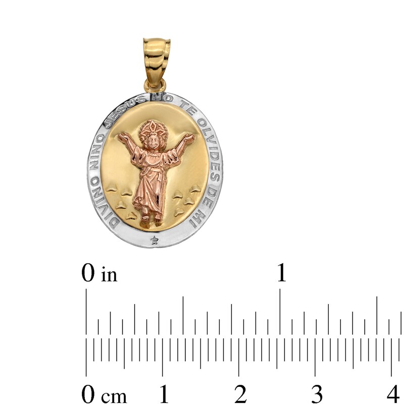 Main Image 4 of 10K Solid Gold Divino Medallion Tri-Tone Necklace Charm