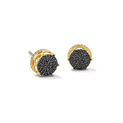 14K Gold Plated 1/4 CT. T.W. Black Diamond Round Studs
