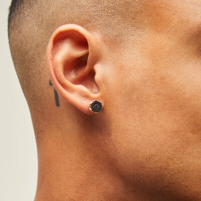 14K Gold Plated 1/4 CT. T.W. Black Diamond Round Studs