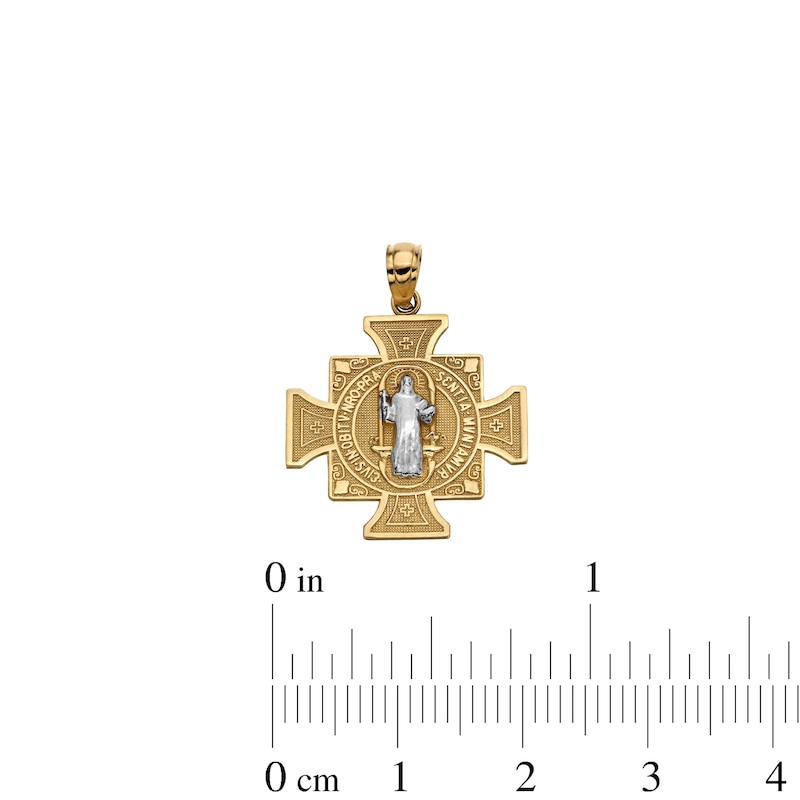 Main Image 4 of 10K Solid Gold Saint Benedict Two-Tone Necklace Charm