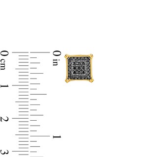 14K Gold Plated 1/ CT. T.W. Black Diamond Square Studs
