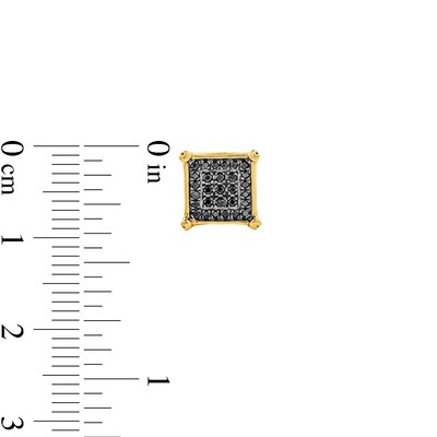 14K Gold Plated 1/ CT. T.W. Black Diamond Square Studs