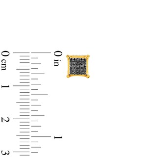 14K Gold Plated 1/6 CT. T.W. Black Diamond Square Studs