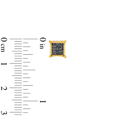 14K Gold Plated 1/6 CT. T.W. Black Diamond Square Studs