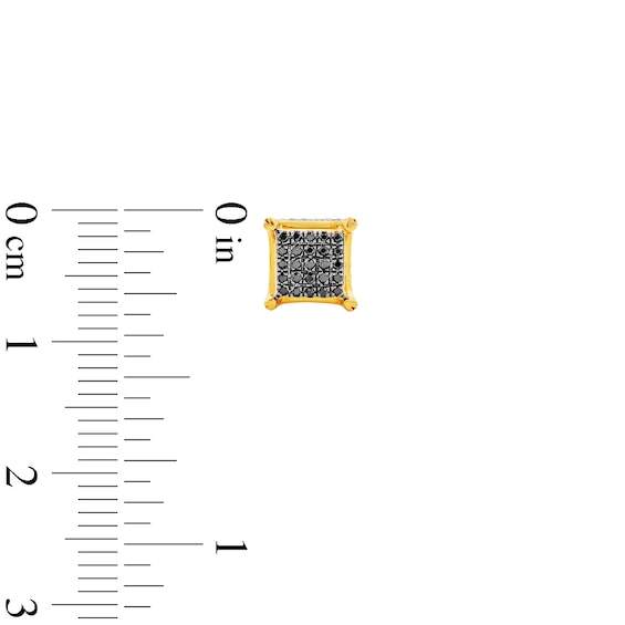 14K Gold Plated 1/6 CT. T.W. Black Diamond Square Studs