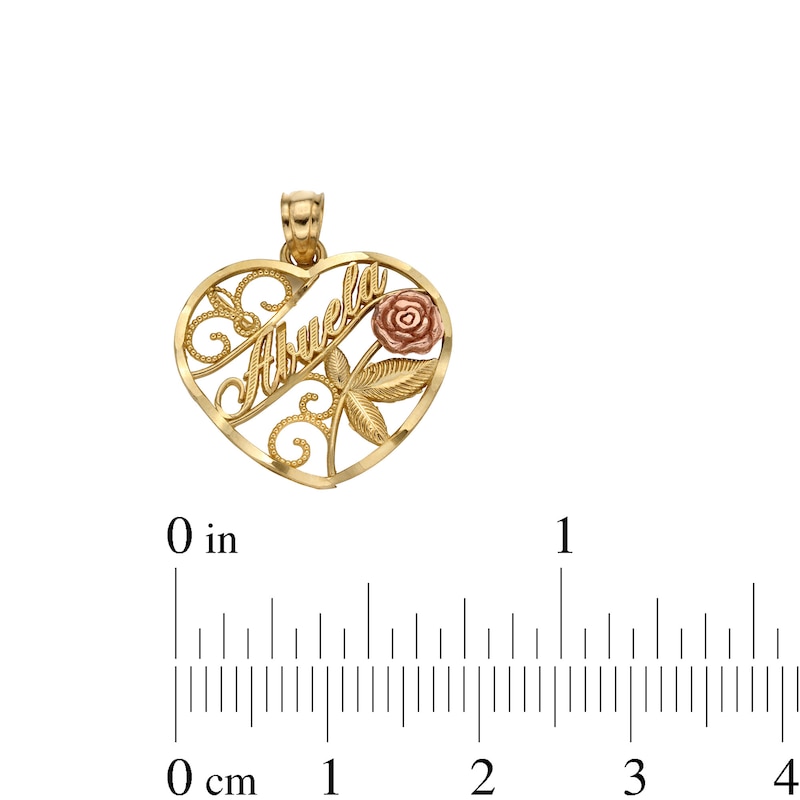 Main Image 4 of 10K Solid Gold Abuela with Rose Two-Tone Necklace Charm