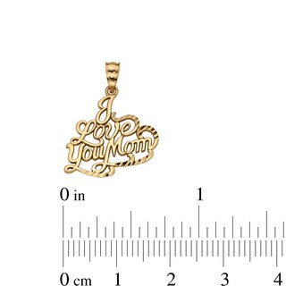 10K Solid Gold Diamond-Cut "I Love You Mom" Charm