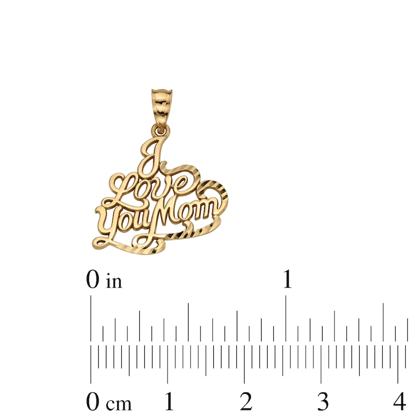 Main Image 4 of 10K Solid Gold Diamond-Cut "I Love You Mom" Necklace Charm