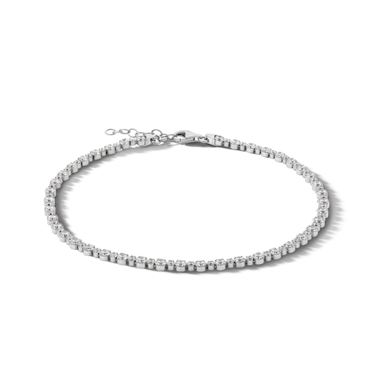 ​​​​​​​Sterling Silver CZ Tennis Anklet Made in Italy - 10"